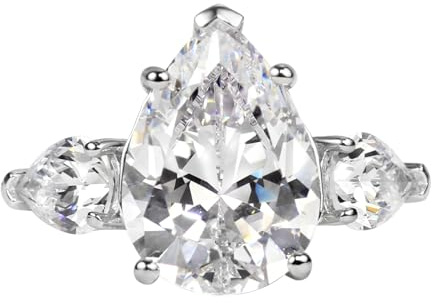 michooyel Bague de fiançailles en argent sterling S925 5 carats avec diamant taillé en poire et oxyde de zirconium
