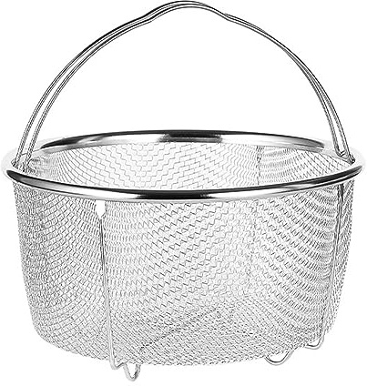 Mesh Steaming Basket, Mesh Colander Strainer Basket with Folding Handles, Stainless Steel Basket Steaming, Draining Rinsing for Cooking Kitchen (18CM)