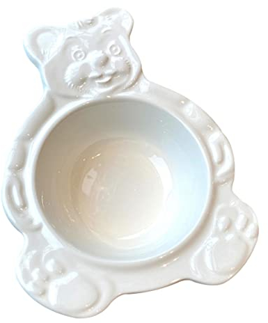 Cabilock 1 Pc Bol D'oeufs Cuits à La Vapeur Bol De Crème Brûlée De Pop-corn Ramequins à Dessert Petits s à Trempette De Cuisine Céramique Plaque D'anneau Nounours Blanche