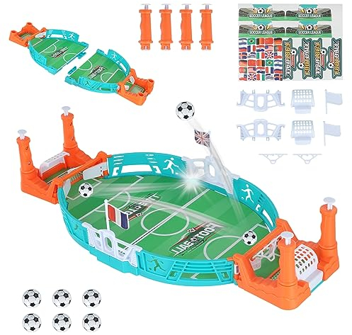 Mini Tischkicker mit 6 Fußbällen, Tisch Fußball Spiel, Table Football Game, Innen Interaktives Tischfußballspiel, Desktop Spielzeug Tischfußballspiel Geschenk für Kinder Erwachsene Interaktive