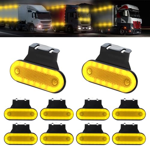 Teguangmei 10PCS LED Side Marker Lights with Support 20SMD Side Indicator 12-24V Clearance Lights Front Rear Lights Position Lamps for Truck Trailer RV Lorry Camper Van Caravan (Amber)
