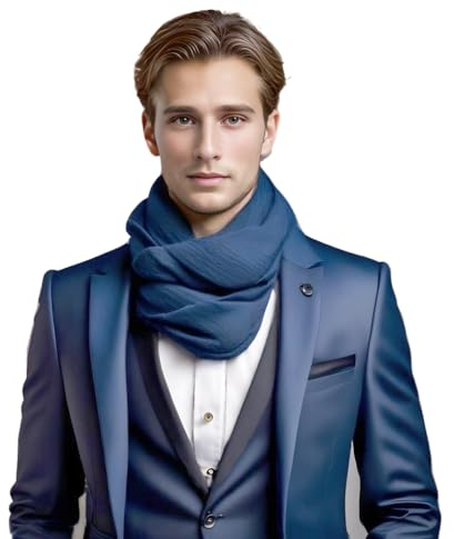 LA FERANI Herrenschal Kaschmir stilvoll leicht dünn Herbst Winter 200x70 elegant für formelle Anlässe extra geschmeidig dunkel blau Kaschmirschal einfarbig klassisch Uni Farbe (Dunkel Blau)