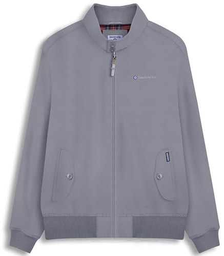 Lambretta Chaqueta clásica Harrington MOD para hombre a prueba de lluvia, gris, S