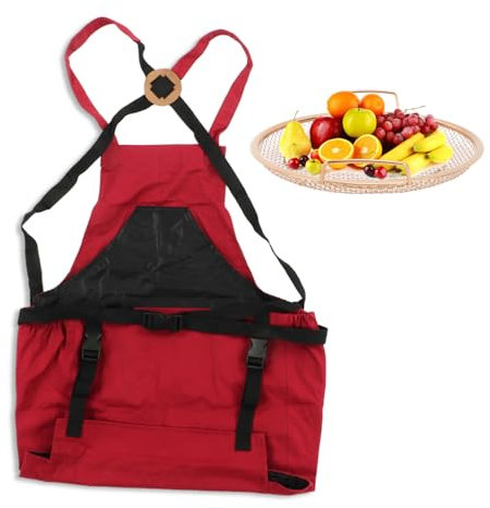 Grembiule Per Raccolta Frutta, 52,5x59,5 Cm/20,7x23,4 Pollici Grembiule da Giardinaggio Borsa Per Raccolta Frutta Grembiule Protettivo Per Fiori da Giardino Custodia Per Raccolta Per Frutteto (Rosso)