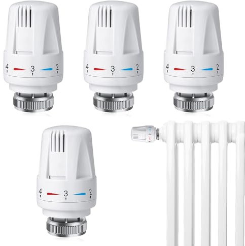 mizikuu 4 Stück Thermostatkopf Heizkörperventil, M30 x 1,5 Thermostat Heizung Thermostat-Kopf Thermostatischer Sensor Heizkörperthermostat Kühlerventil Ersatzkopf Kühlerthermostat für Heizsystem