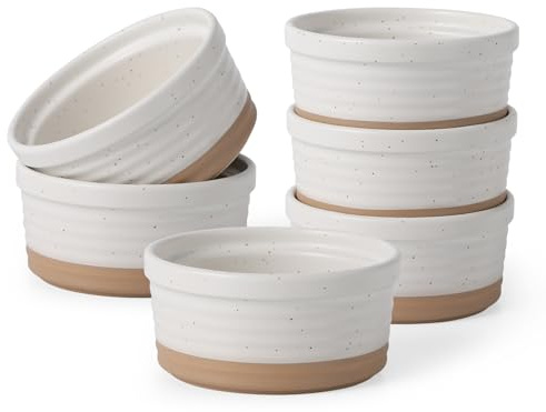 Frewinky Ceramic Ramekins 6oz,Creme Brulee Ramekins & Souffle Dishes for Oven,Small Baking-Dishes for Pudding,Lava Cakes,Serving Dip, Custard, Ice Cream,set of 6