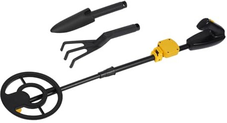 LKHDONG Metalldetektor Kinder, Metallsuchgerät mit Display, Verstellbarer 71-89cm Tragbarer Metalldetektor, Metallsuchgerät mit wasserdichte Detektorscheibe, Batteriebetrieben (Gelb+Schwarz)