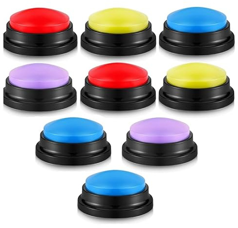 Qarmijaer 8 Pezzi Pulsante Cicalino di Risposta Cicalino di Risposta Cicalino di Gioco Pulsante Registrabile Cicalini di Classe per La Festa di di Natale