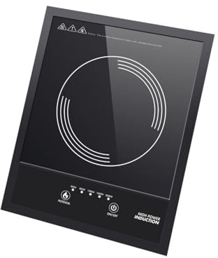 glowster B1473371 digital platt induktionshäll 2000W 5 effektnivåer pekskärm timer automatisk avstängning halkfri bas 35 x 28 cm extra tunn, enfärgad