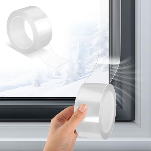 Fensterdichtungsband Transparent 5CM × 20M Transparentes Fenster Dichtungsband Wasserdicht Fenster Abdichten Fensterdichtung Selbstklebend für Keep Out kalte Luft Staub Regen (5CM×10M, 2 Stück)