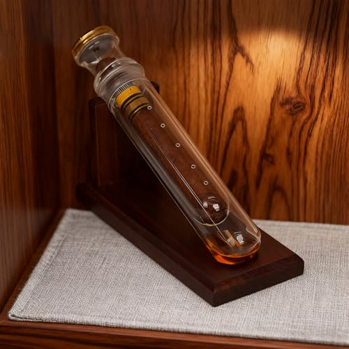 Aromatherapy Cigar Storage Glass Tubes with Base, Natural Black Walnut Humidor, Travel-Friendly, Precision Humidity Control for Optimal Preservation