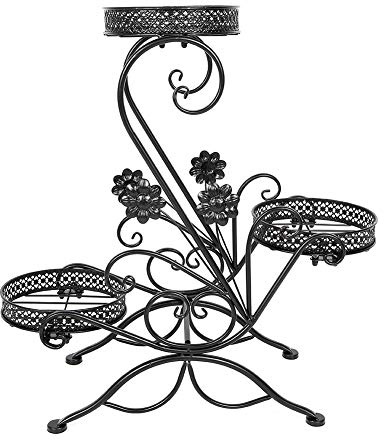 YYALYYON pour Support à Plantes, Support à Fleurs à 3 Niveaux pour Une Utilisation intérieure et extérieure, Fer Robuste avec Motif Fleur de Prunier, Assemblage Facile, Gain de (Blanche)