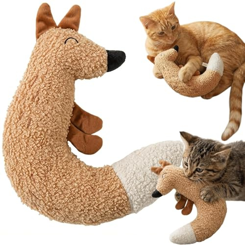 Speedy Panther Cat Catnip Toy for Indoor Cats, Plush Fox Design, Bite-Resistant Chew Toy for Teeth Cleaning, Dental Health Benefits