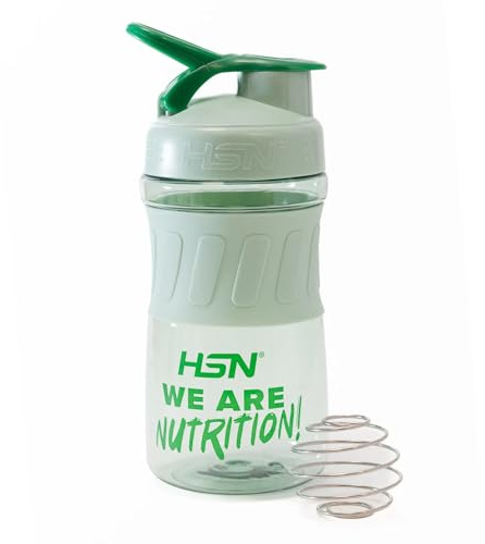 HSN Slim Shaker We Are Nutrition! Libre de BPA | 550ml | Verde | Vaso Mezclador con Banda de Silicona Antideslizante y Bola de Acero Inoxidable | Cierre Hermético | Fácil Limpieza