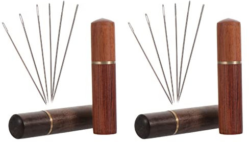 VICASKY ? Auge AUFREIHNADELN Set: 2 S?TZE von Silber Gekrümmter Nadeln mit Holzspeicherrohr Heimwerker Bead Craft Nadeln N?Hen für Schmuckherstellung N?hwerkzeug Nähnadeln Selbsteinfädeln