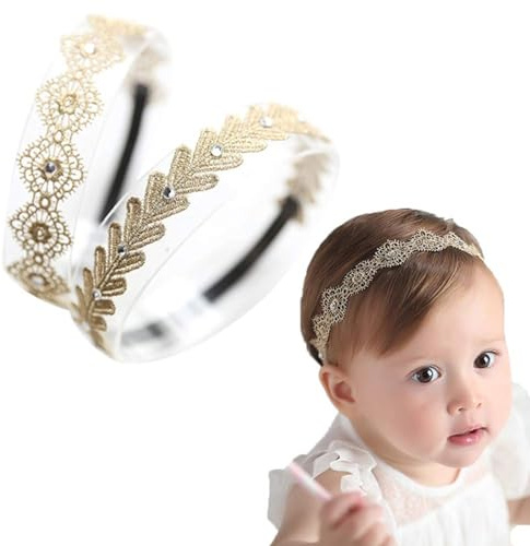 Asufegucd Baby Toddler Elastic Chiffon Flower Headbands Princess Girls Hand Sewing Beads Flower Lace Headwear Nylon Headband (MQ319)