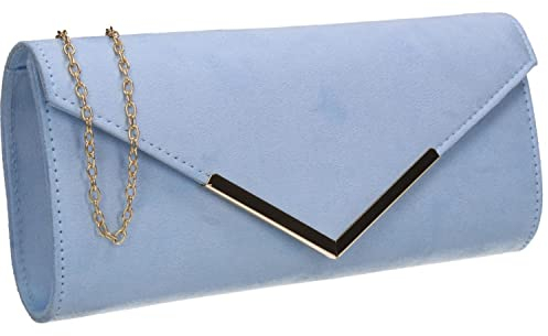 SwankySwans Leona Clutch, Velourslederimitat, Blau - Gelassenheit - Größe: Einheitsgröße