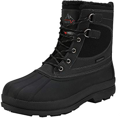 NORTIV 8 Stivali Uomo da Neve Invernali Foderato Pelliccia Caldo Stivaletti Classici Antiscivolo Comod All'aperto Stivali Uomo,Size 41.5,Nero,Avenue