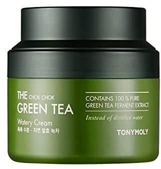 TONYMOLY The Chok Chok Green Tea Watery Cream - Hypoallergenic, Hydrating & Lightweight Facial Cream with Green Tea, K-Beauty Skincare, 60ml