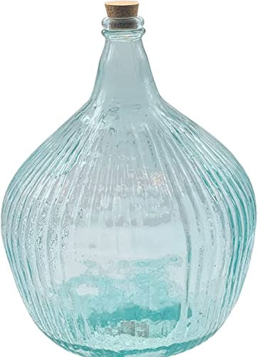 AC Garrafa Vidrio Transparente en Estilo Apple, Disponible Varios Modelos y tamaños capacidades, Elegir Sus Favoritos (16 L, Rayada C/TAPÓN)