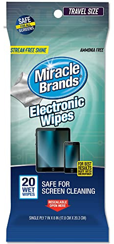 MiracleWipes for Electronics Cleaning - Screen Wipes Designed for TV, Phones, Monitors and More - 20 Count