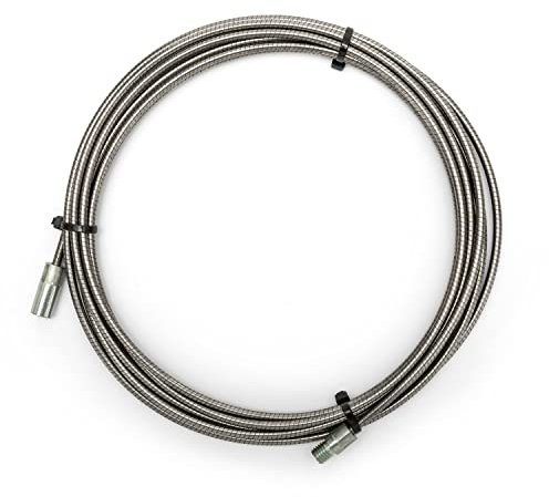 BARETTO Alargador Flexible de Acero Inoxidable para el Kit de Limpieza de Estufas de Pellets, Alargador de Acero Inoxidable de 9 m para la Limpieza de Estufas de Pellets con Curva de 90°