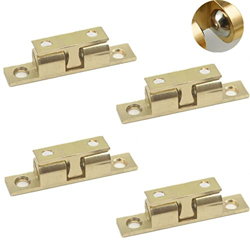 Generic Doppelkugelschnäpper Möbelschnäpper, Messing 4 Stück, Gold, Türstopper, 42 x 8 mm, 23 mm Abstand, Einstellbar, für Schranktüren, Spinde, Waschbecken, Türen