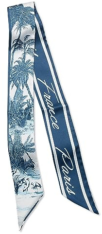 LumiSyne Écharpe en Soie Étroite Femme Filles - Motif Fleur Colorée Animal Léopard - Satin Maigre - Cravate, Bandeau, Poignet