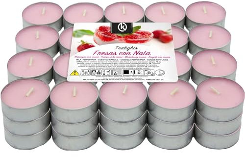 KROWN - Velas de Té Perfumadas, Velas Decorativas Aromáticas (Fresas con Nata, 20 Velas)