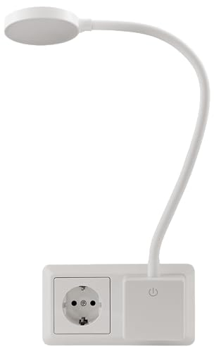 EINLICHT LED Steckdosenlampe Nachttischlampe | Halo | Leseleuchte Lampe Strahler 3,3W, 438lm, Beleuchtung touch 3 Stufen step dimmbar, warmweiß 3000K, weiß