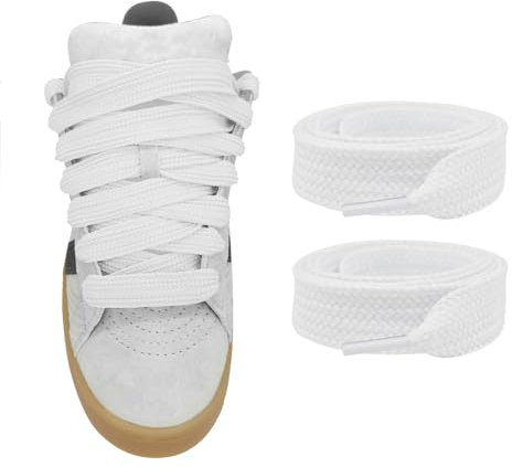 UamGlsob Ø 15 mm breda skosnören för Adidas Campus 00-tals sneakers, tjocka breda platta ersättningsskor för sportskor, fat Laces Shoelaces, Vit, 45/115cm