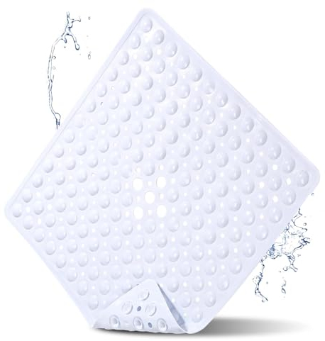 Duschmatte rutschfest, Badewannenmatte rutschfest, Duschmatte rutschfest 53x53cm, Antirutschmatte für die Dusche, Maschinenwaschbar Badewannenmatte, Antirutschmatte Badewanne, Weiß