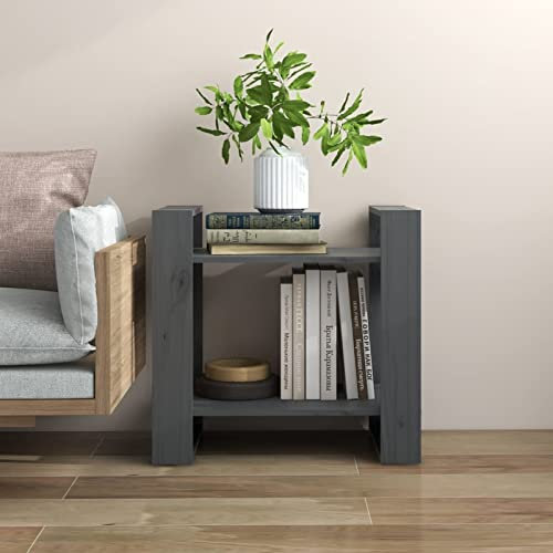 LAPOOH Bokskåp/rumsavdelare grå 60 x 35 x 57 cm massiv trätall, vardagsrum bokhyllor, bokskåp/rumsavdelare, förvaringsenheter för vardagsrum-813876