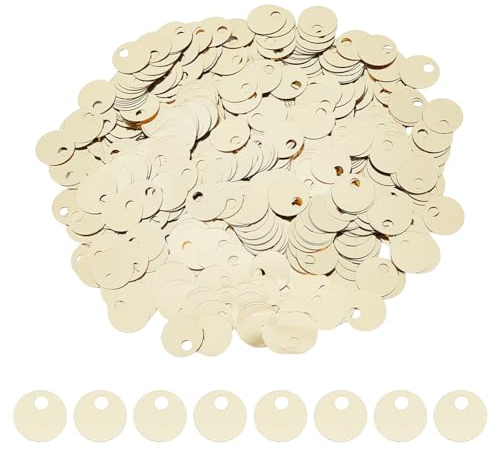 DICOSMETIC 1600 Stück 19mm Kunststoff Flache Runde Pailletten mit großem Loch, Metallic Große Lose Pailletten für DIY Schmuck machen, Golden