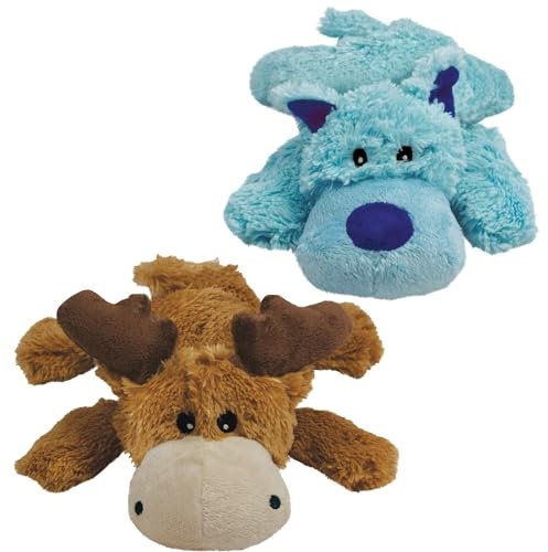 KONG Cozie Marvin The Elch Plüsch-Hundespielzeug Kuscheltier und mittelgroßes Cozie Baily The Blue Hundespielzeug-Set Hunde Sachen