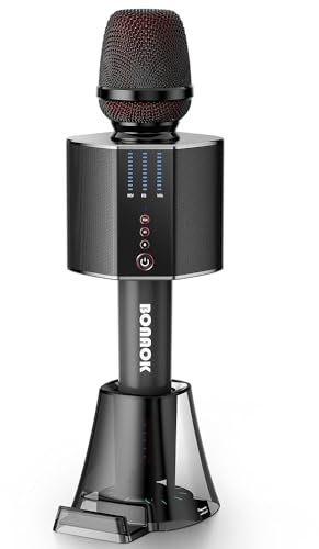 BONAOK Karaoke Microphone Adult Portable Wireless Bluetooth Karaoke Microphone System for Parties in the Car at Home Outdoor Karaoke Machine for PC/All Smartphones G50 Black