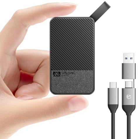 SAN ZANG MASTER Extern hårddisk 1 TB 560 MB/s läsning, 520 MB/s skrivning, USB 3.2 Gen.1, extern hårddisk för iPhone 15-serien, PC och spelkonsol, svart