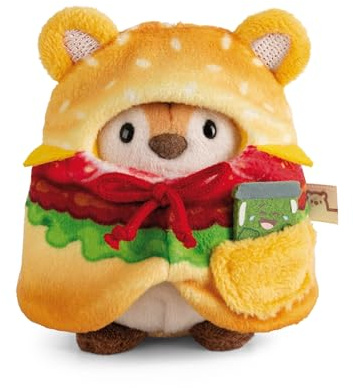 Set gosedjur tiger Tiggy 8 cm med gurkburk & hamburgerdräkt i presentförpackning - beige - Mjuk plysch, söt att gosa och leka med, för barn och vuxna, en fantastisk presentidé | 61656