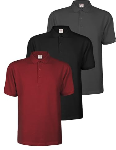 ALPIDEX Pikétröja Herr Polo Kortärmad 3-Pack Bomull Piké Enfärgad S-5XL | 200 g/m², Regular Fit, OEKO-TEX, Piké, Andningsbar, Krage, Knappar, Sport, Arbete, Fritid, Vardag, Maskintvätt, 100% Bomull
