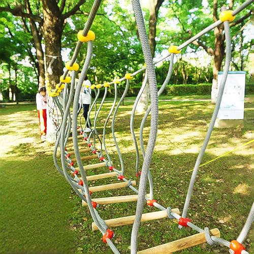 FWTXZTER Pont en Corde pour Enfants Extérieur, Pont d'Équilibre de 6 m pour Jardin d'Aventure pour Enfants, Pont Suspendu pour Aire de Jeux, Jouet pour Extérieur, Pont à Bascule pour Enfants