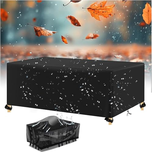 Funda Mesa Exterior Impermeable 240x185x75cm/LxWxH Funda Mesa Exterior para sofá Cubierta de Muebles de Resistente Al Viento, Resistente Tela 420D Oxford Fundas Protectoras para Muebles de Jardin