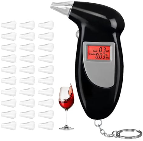 Merwlukt Breathalyzers with 30 Mouthpieces, High-Accuracy Alcohol Tester, Alcohol Breathalyzer Tester Breathalysers with LCD Digital Display, Professional Alcohol Breath Tester for Home Party Use