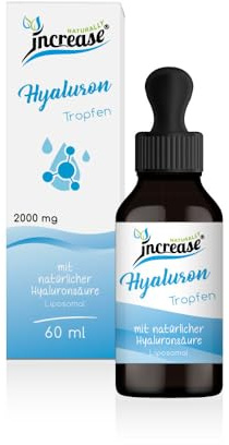 Liposomale Hyaluron Tropfen hochdosiert - (60.000mg pro Packung) 2000mg Hyaluron pro Tagesdosis - MCT Öl -Hohe Bioverfügbarkeit