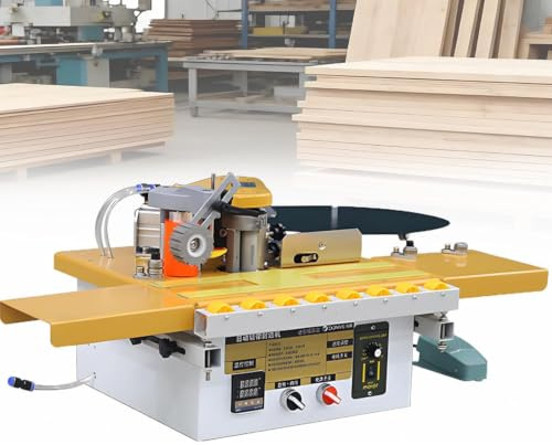 Oiyekntd Enchapadora de Cantos portátil, automática con Corte de Cinta, para Cantos Rectos y curvos, con Control Inteligente de Temperatura por microordenador; Ideal para el enchapado de Paneles