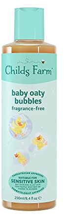 Childs Farm Baby Oaty Bubbles 250 ml, geruchloses Schaumbad, reinigt sanft und beruhigt, geeignet für Neugeborene mit trockener, empfindlicher und zu Ekzemen neigender Haut