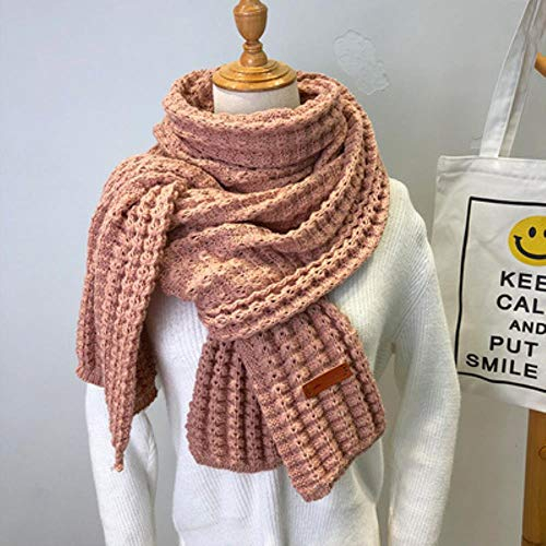 UKKD Winter Gestrickter Schal - Mode Frauen Lange Weibliche Vintage Große Schals, Weiche Warme Pashmina Verdickte Wolle, Rosa