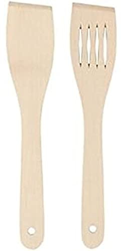 Chef Aid Wooden Spatulas, Set of Two Including 30 cm Slotted Spatula and 30 cm Spatula, Ideal for Cooking and Baking and Ideal for use with Non-Stick Cookware, Beige