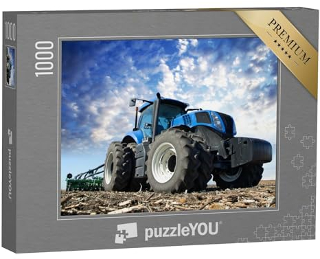 puzzleYOU: Puzzle 1000 Teile „Landwirtschaftliche Maschinen bei der Arbeit: Traktor auf dem Feld“ – aus der Puzzle-Kollektion Fahrzeuge, Traktoren