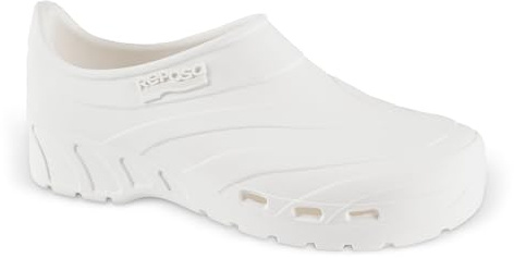 REPOSA Scarpetta - Zapatos Sanitarios Mujer y Hombre en Goma con Talón Cerrado y Plantilla Extraíble, Zuecos Sanitarios Mujer Anatómicos y Antishock, Zapatos de Trabajo Enfermería, Orificios Laterales