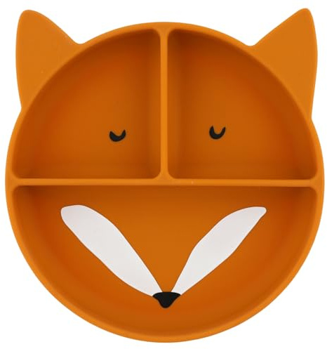Trixie - Assiette en Silicone avec Ventouse et Compartiments pour Bébé et Enfant (Mr. Fox (Renard))